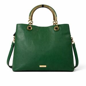 ALDO Green Pebbled Leather Tote | Gold Hardware Top Handle Handbag